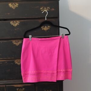 Bright Pink Skort with Embroidered Hem